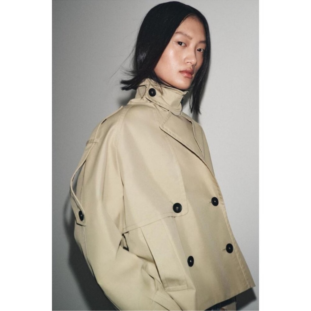 Zara NWT ZW Collection Short Water Repellent Trench Coat